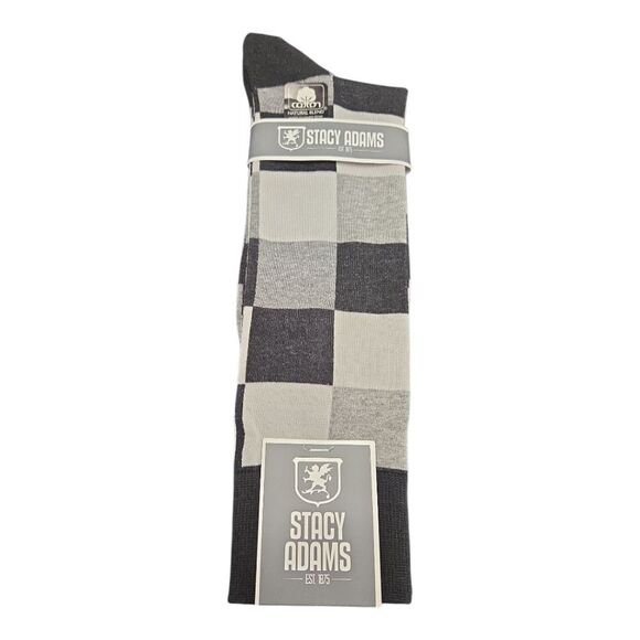STACY ADAMS MENS COLOR BLOCK BLACK WHITE DRESS SOCK. SAS 349-6 - Picture 1 of 3